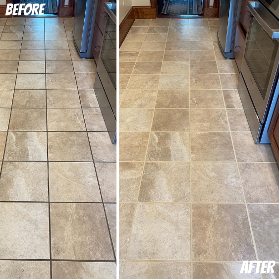 Grout color seal on kitchen floors