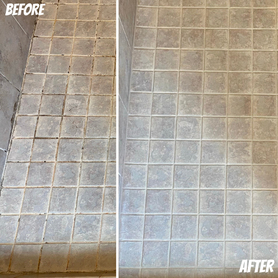 Shower grout cleaning & grout repair